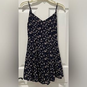 Blush J Women Small Mini Cami Sun Dress Fit & Flare Navy Floral Print Spring